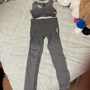 Gymshark Ombré Gray Seamless Bra and Leggings Set
